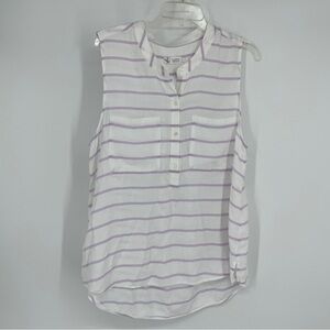 Carve Designs White and Purple Striped Tank Top